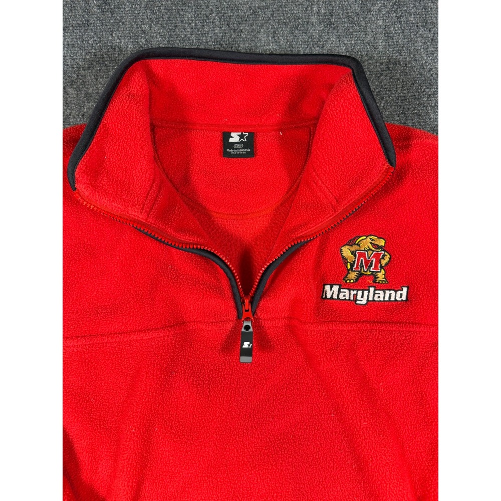 Vintage Maryland Terrapins Sweater Large Starter Fleece Pullover Sweatshirt Zip - Picture 2 of 9